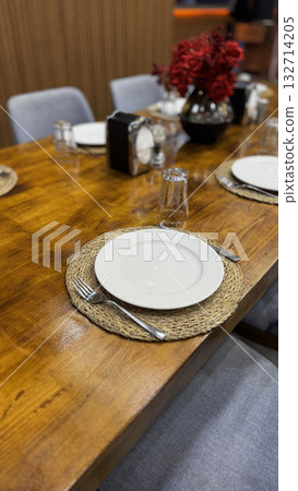 table setting restaurant cafe without people. High quality photo 132714205