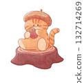 Cat in an acorn hat 132714269