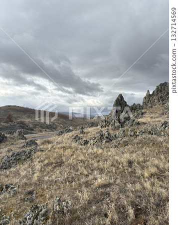 bare rocks cliffs relief cloudy bare rocks cliffs relief cloudy. High quality photo 132714569