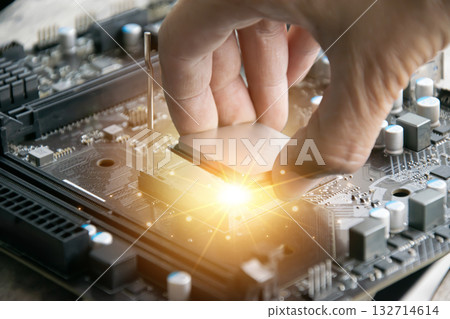 The concept of the CPU chip is like the brain of the computer. 132714614