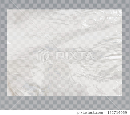 White Wrinkled Cellophane Plastic Vector Overlay 132714969