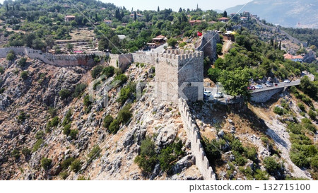 fortress on rocks sea landmark view from drone. High quality photo 132715100