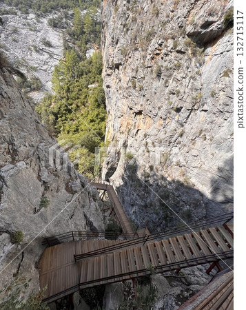 Wooden path canyon. High quality photo Wooden path canyon. High quality photo 132715117