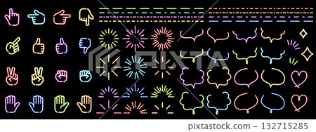 霓虹風格對話框和裝飾套裝 132715285