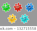 Viruses character vector illustration on gray background. Cartoon Covid fly germs virus infection and micro bacteria character. Microbe, Pathogen, Virus Coronavirus 2019-nCoV. COVID-19 132715558