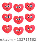 Funny cartoon heart character emotions set 132715562