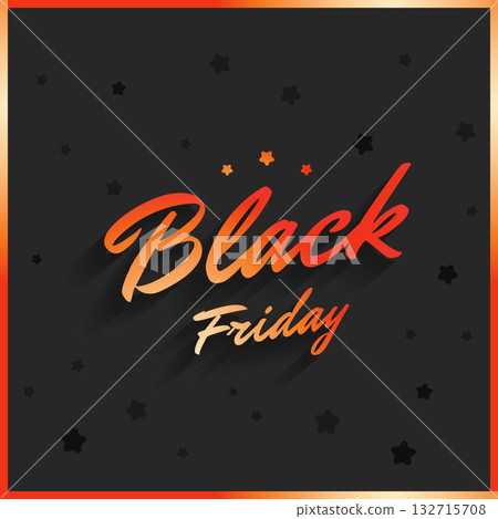 Black Friday Sale badge with handmade lettering, calligraphy with black circle and white background for logo, banners, labels, prints, posters, web, presentation. Vector illustration. 132715708