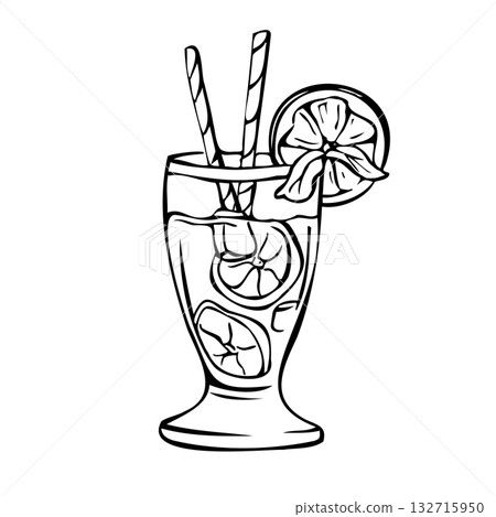 Hand drawn outline sketch with glass 132715950