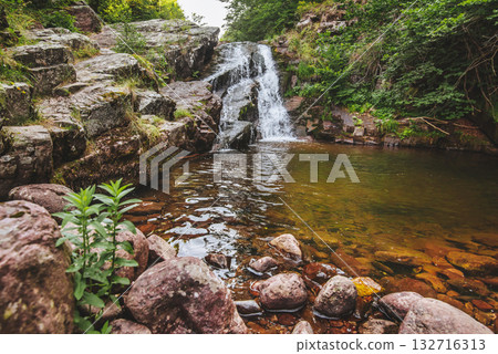 Draganov Vir Waterfall in Wild Lush Landscape 132716313