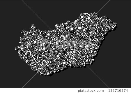 Creative map Hungary from random grey, white dots 132716374