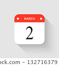 Vector icon page day calendar - 2 March month 132716379