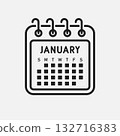 Vector template icon page calendar, month January 132716383