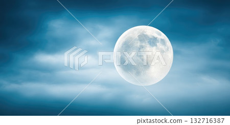 Bright Full Moon and Cloudy Sky 132716387