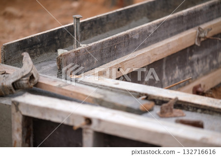 Construction of the foundation of a private house 132716616