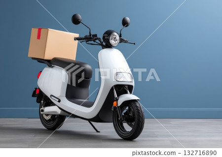 Electric scooter with delivery box 132716890