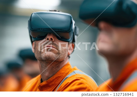 Worker Using VR Headset in Industry 132716941
