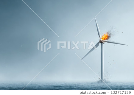 Offshore Wind Turbine Explosion Offshore Wind Turbine Explosion 132717139