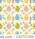 Colorful Easter Egg Seamless Pattern with Festive Decorations, Spring Holiday Background for Textiles Paper and Crafts 132717206