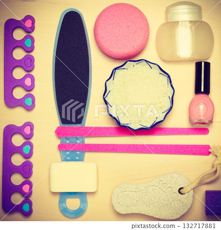 Pedicure accessories tools top view Pedicure accessories tools top view 132717881