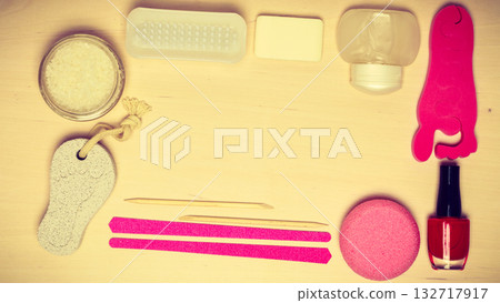 Pedicure accessories tools top view Pedicure accessories tools top view 132717917