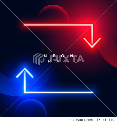 red and blue glowing neon direction arrow design red and blue glowing neon direction arrow design 132718159