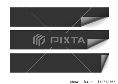 set of curled paper sticker mockup design 132718167