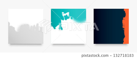 stylish halftone geometric pattern abstract background in set stylish halftone geometric pattern abstract background in set 132718183
