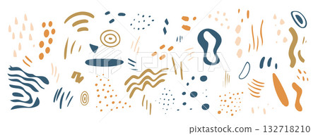 collection of organic scribble shape texture design 132718210