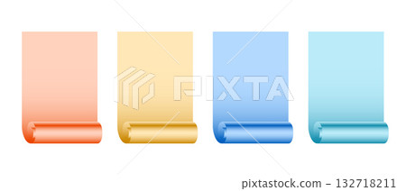 set of colorful empty page rolled mockup design 132718211