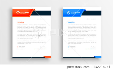 set of blue and red corporate letterhead layout for brand identity set of blue and red corporate letterhead layout for brand identity 132718241