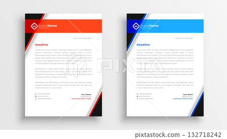 set of business letterhead template in red and blue color set of business letterhead template in red and blue color 132718242