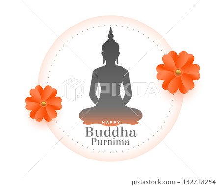 happy buddha purnima religious background with floral design 132718254
