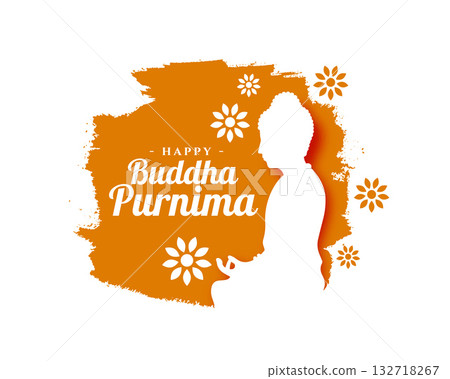 papercut style happy buddha purnima religious card with grungy effect 132718267