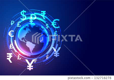 global digital money transfer techno concept background design 132718278