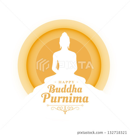 indian cultural buddha or guru purnima religious card design 132718321