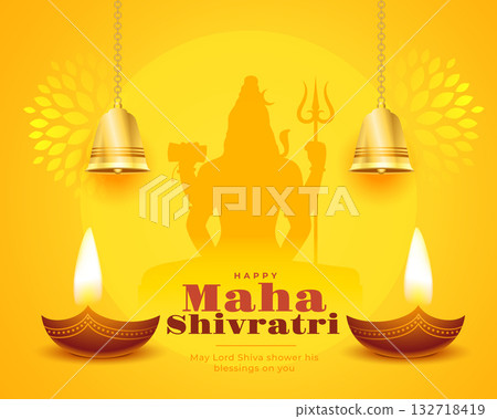decorative hindu festival maha shivratri greeting background 132718419