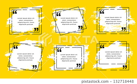 set of inverted quotation mark box with brush stoke effect 132718448
