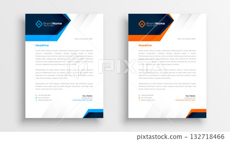 set of two a4 formal letterhead layout for business presentation set of two a4 formal letterhead layout for business presentation 132718466