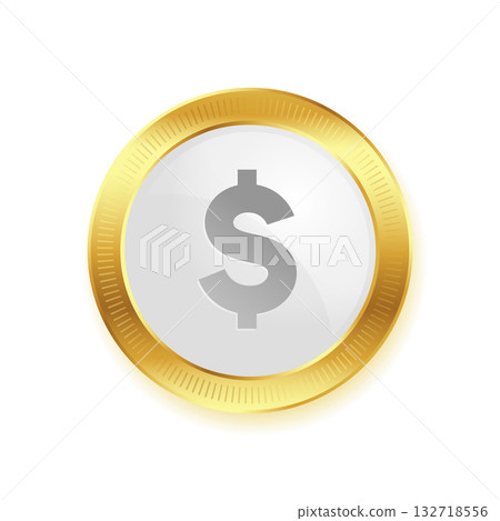isolated US currency dollar golden coin design 132718556
