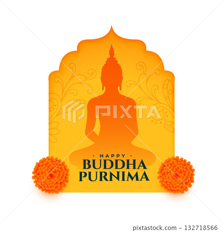 hindu cultural buddha purnima festive card with floral design 132718566