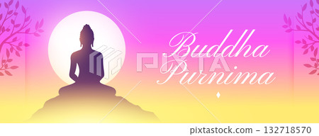 hindu cultural buddha purnima festive banner with bodhi tree decor hindu cultural buddha purnima festive banner with bodhi tree decor 132718570