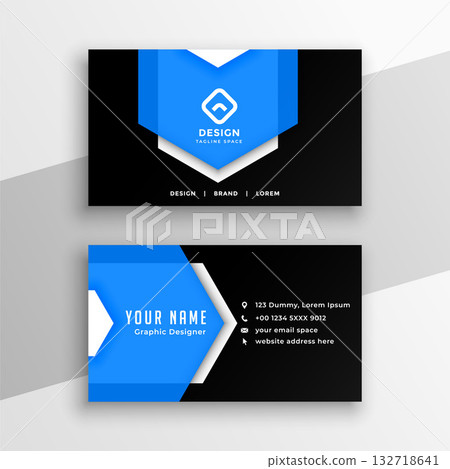 black and blue professional business card layout design 132718641