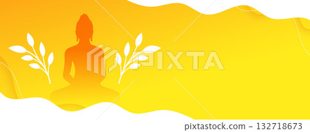elegant buddha purnima yellow banner with leaves and text space elegant buddha purnima yellow banner with leaves and text space 132718673