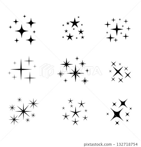set of sparkling star icon element design 132718754