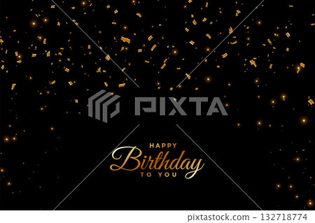 happy birthday party celebration poster with golden confetti decor 132718774