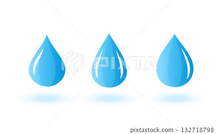 pack of blue water droplet icon on white background 132718798