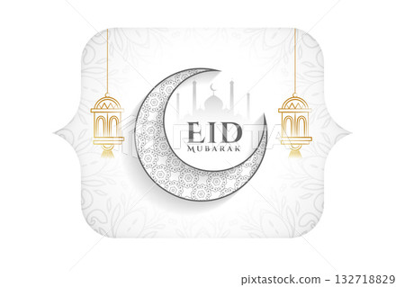 beautiful eid mubarak cultural background with half moon design beautiful eid mubarak cultural background with half moon design 132718829