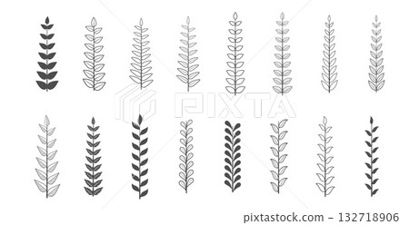 collection of organic leaves element background design 132718906