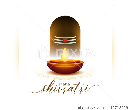 traditional maha shivratri greeting background with glowing diya 132718929