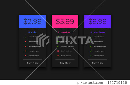 modern style pricing chart table layout with three subscription plan modern style pricing chart table layout with three subscription plan 132719116